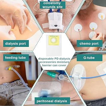 50 PCS Peritoneal Dialysis Shower Pouch, Waterproof Dialysis Catheter Shower Cover for Dialysis Port, Chemo Port, Picc Line, Chest Catheter, Feeding Tube Supplies, PD Peritoneal Dialysis Accessories