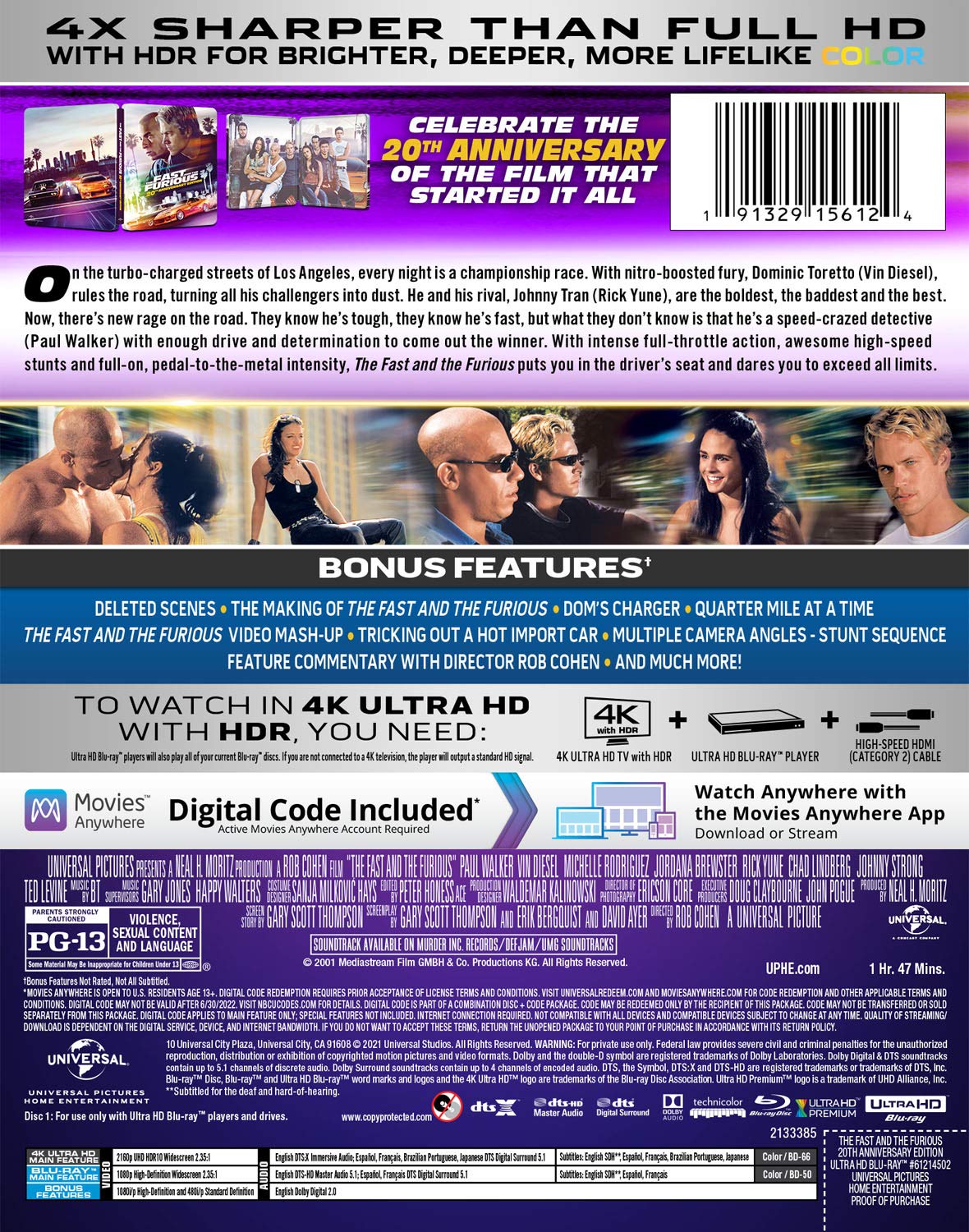 The Fast and the Furious - 20th Anniversary Limited Edition Steelbook [4K Ultra HD + Blu-ray + Digital] image 2