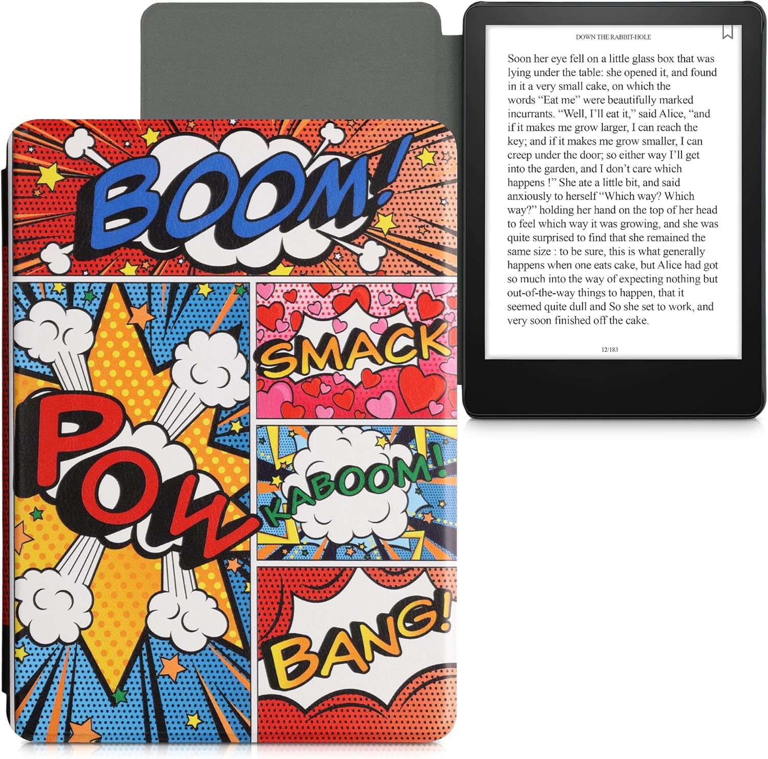 kwmobile Case Compatible with Amazon Kindle Paperwhite 11 Generation 2021 Case - PU Cover for Kindle Paperwhite Case w/Magnet - Comic Book Symbols Multicolor