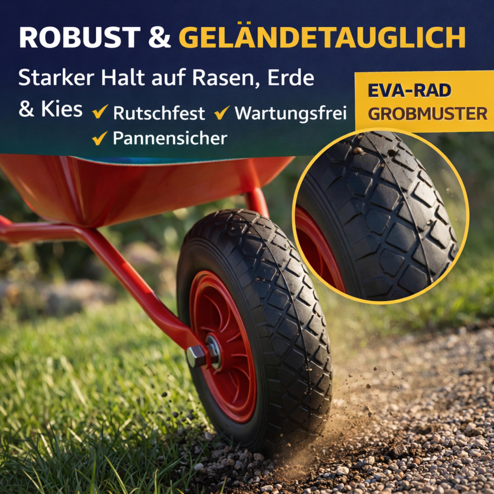 Kinder Schubkarre aus Metall – robuste Kinderschubkarre mit Eva Rad, Stabiler Rahmen, ideal für Garten & Sandkasten, Spielzeug ab 3 Jahren