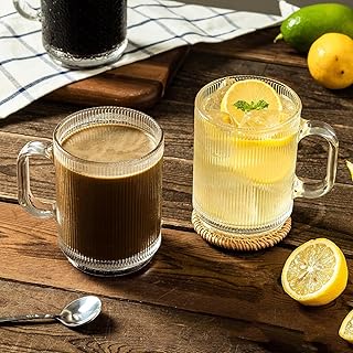 WRINGO 350 ML Coffee Mugs Footed with Handle and Colored Glass Straws Tea Cup Drinkware for Beer,Juice,Beverages,Glass Cap Price In India
