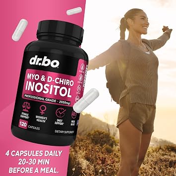 Myo-Inositol & D-Chiro Inositol Supplement Capsules - 40:1 Ratio Inositol Supplement for Women 2050mg with Vitamin B8 Pills - Natural Supplements for Female Women Support & Womens Health 120 Capsules