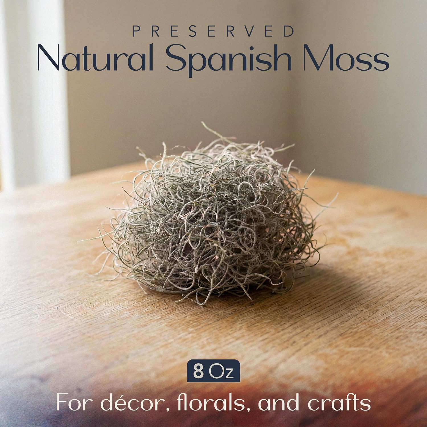 Royal Imports Preserved Natural Spanish Moss, Fresh Dried Shredded Loose Chunks, 8 Oz Bag
