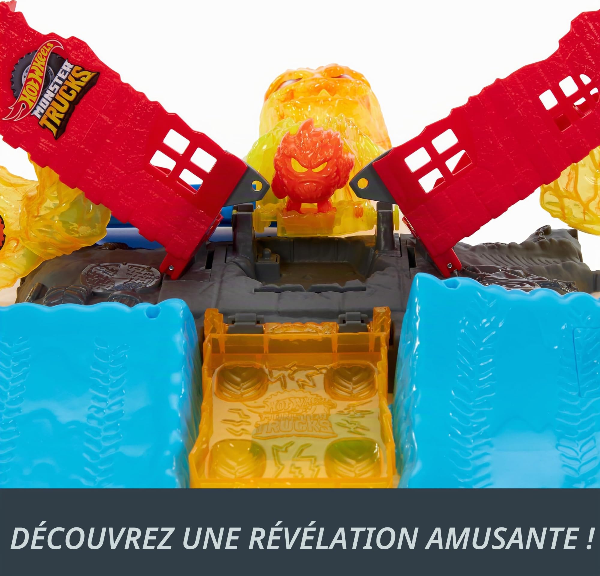 Hot Wheels Monster Trucks Arena Smashers demi-finale, Coffret connectable avec 1 Monster Trucks Hot Wheels® et 2 voitures à écraser, HTP39