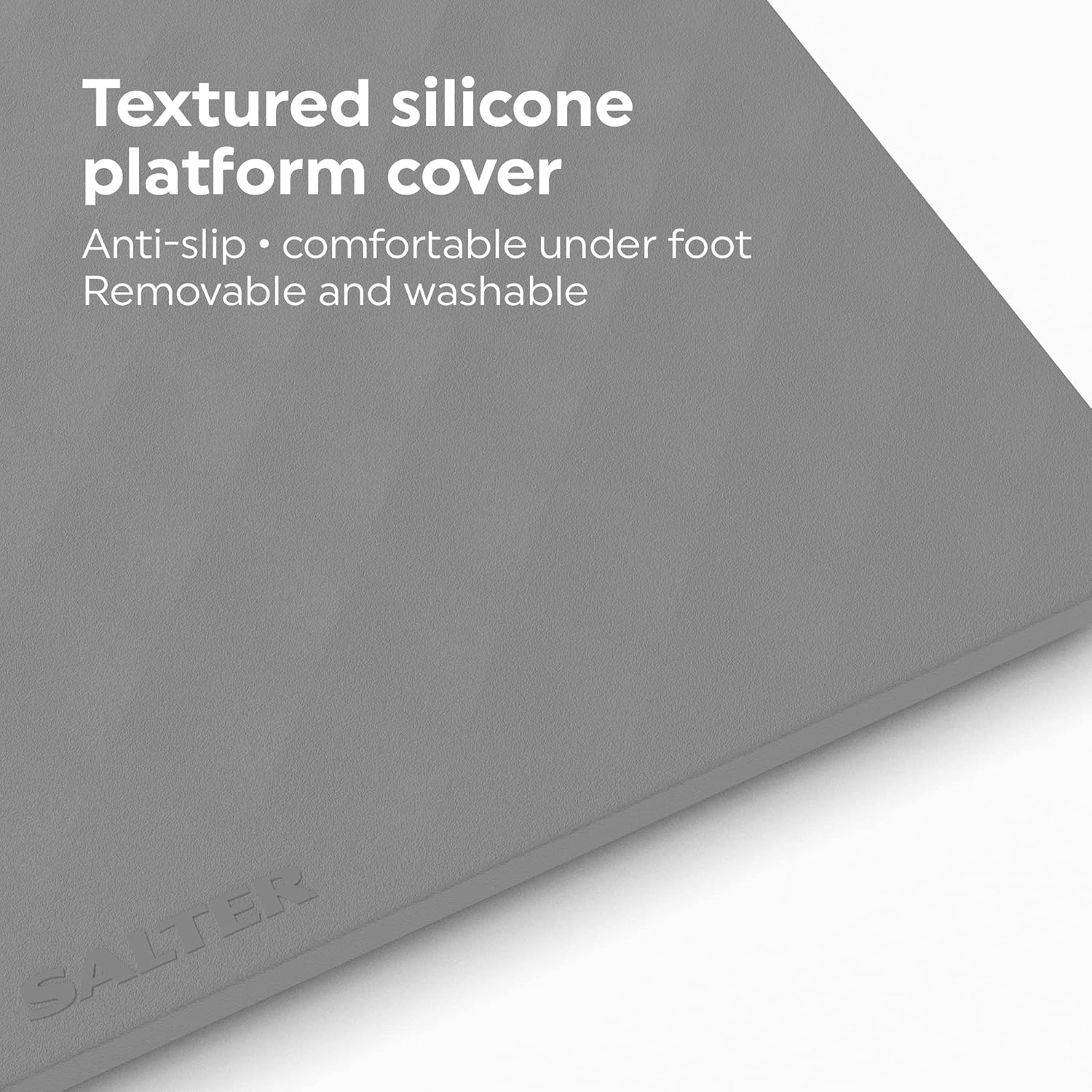 د سالټر سپلیش پیمانه د جوړښت شوي، ضد سلیپ سیلیکون پلیټ فارم پوښ نږدې انځور.