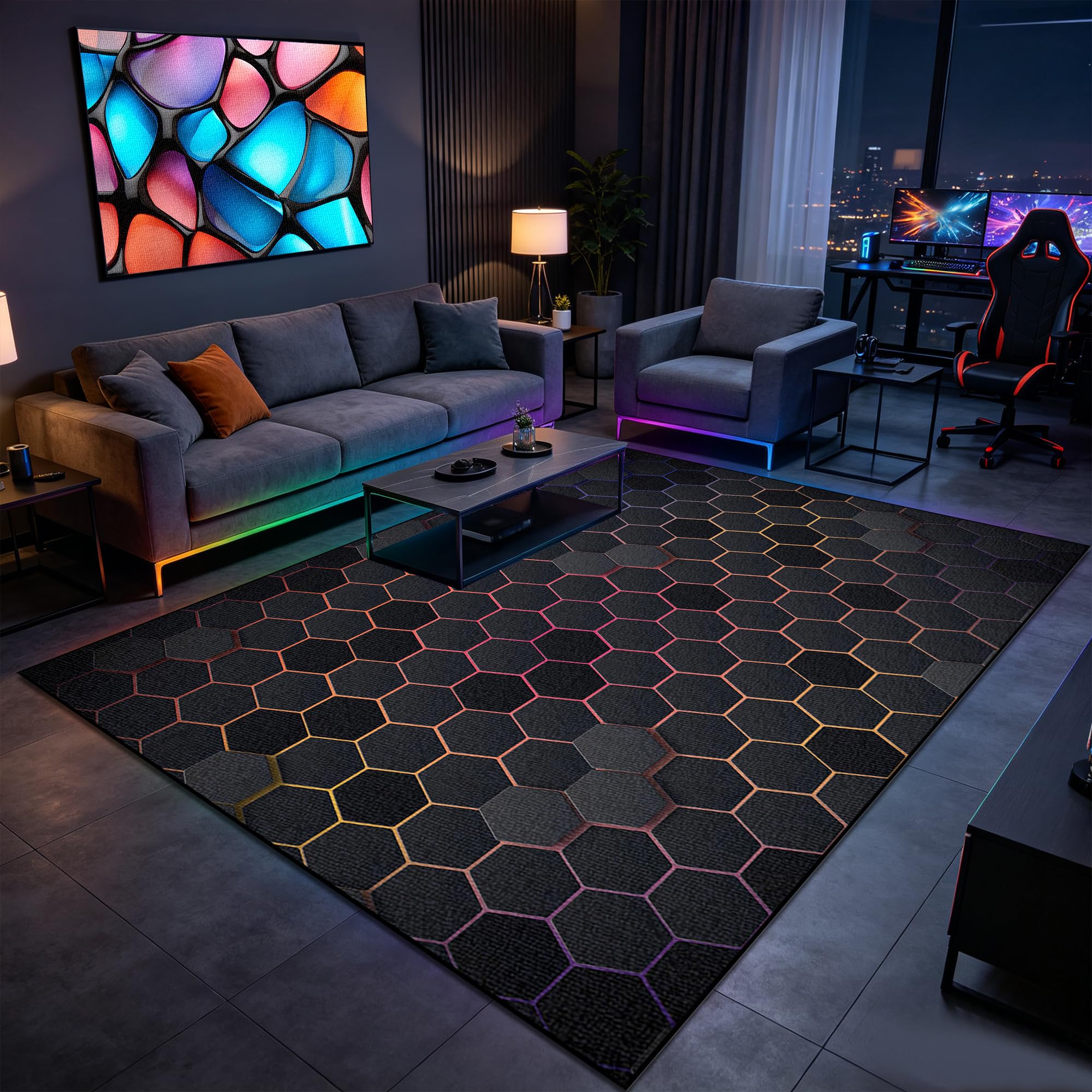 Tapis de salon gaming antidérapant idéal pour réinventer l'espace de votre chambre