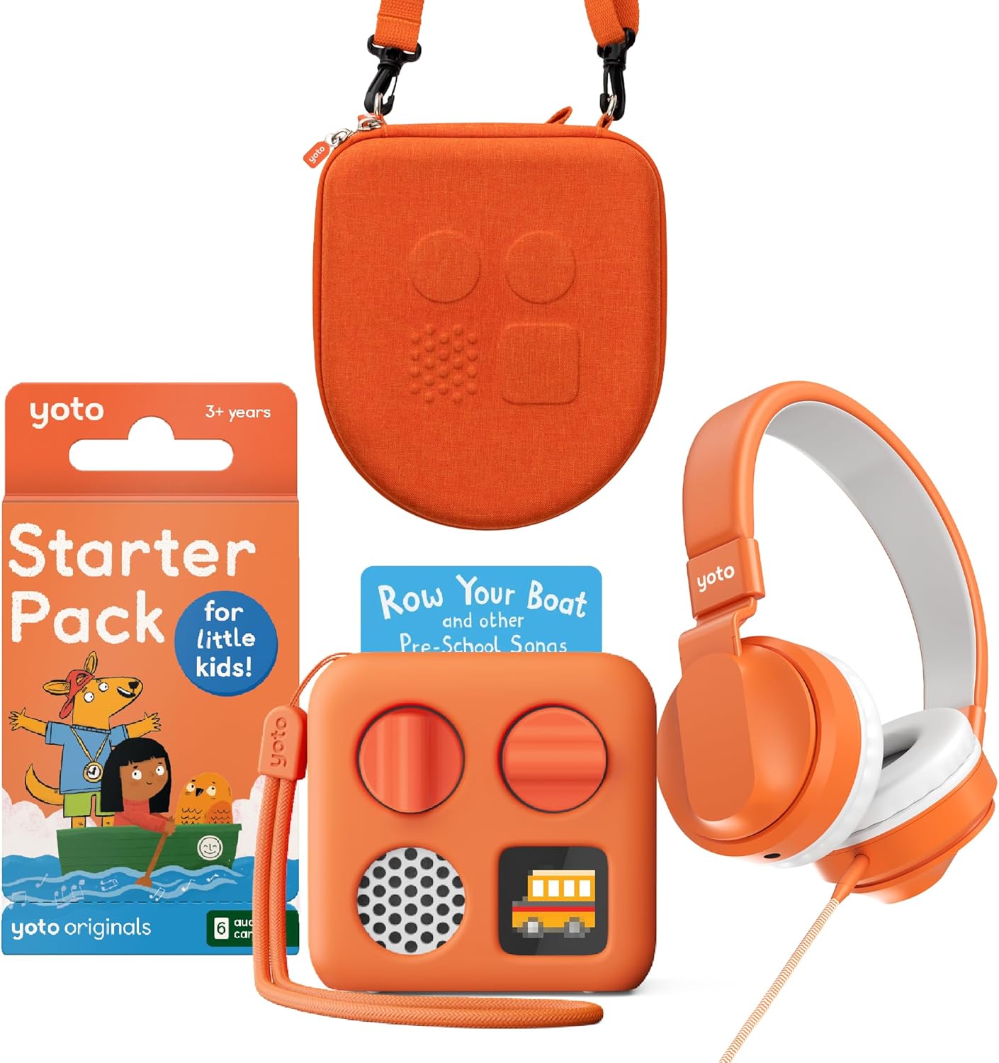 YOTO Mini Bundle + Starter Pack for Little Kids + Wired Headphones + Mini Travel Case + Fruit Punch Jacket - Kids Screen-Free Bluetooth Audio Player, All-in-1 Travel Device for Stories Music Podcasts