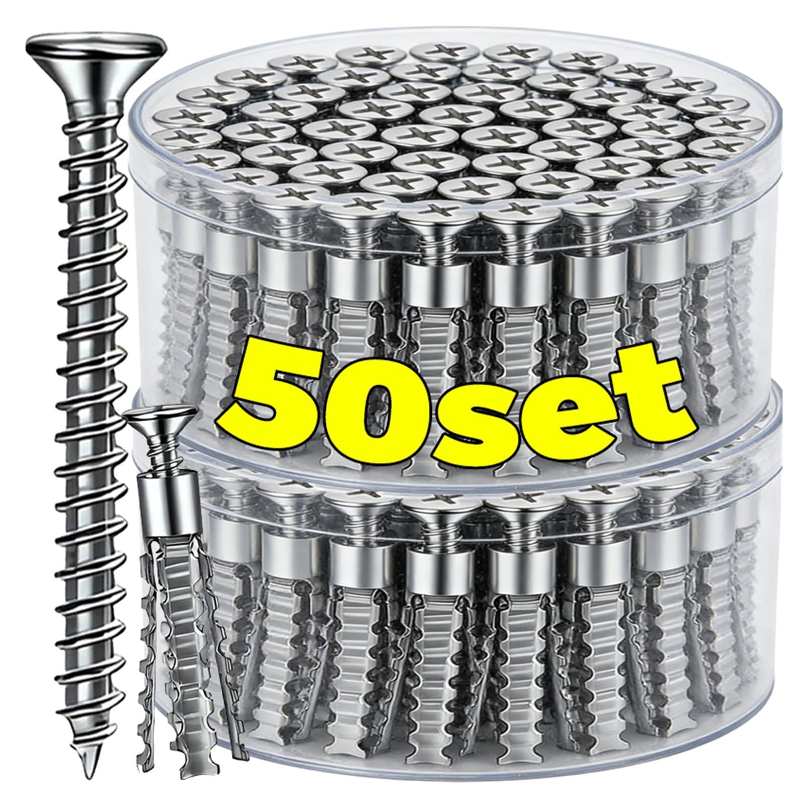 Dübel Selbstschneidende Schraube mit Erweiterung | Rohranker-Set aus Kohlenstoffstahl, robuster Trockenbau-Beton-Bohrstopfen, Bolzenbefestigung(A- 8mm,50 pcs)