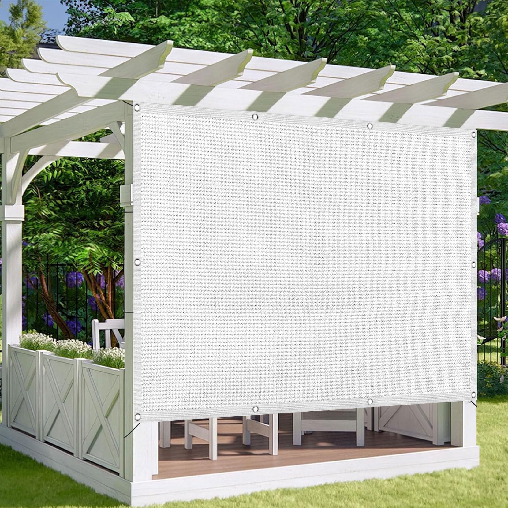 Voile d'ombrage pour jardin et balcon filet d'occultation blanc de 160x750 cm