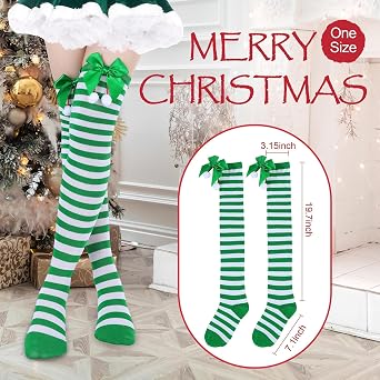 Zando Striped Thigh High Socks for Women Striped Knee High Socks Cosplay Stockings Thigh Highs over the Knee Socks