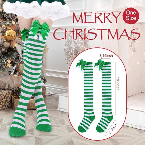 Zando Striped Thigh High Socks for Women Striped Knee High Socks Cosplay Stockings Thigh Highs over the Knee Socks