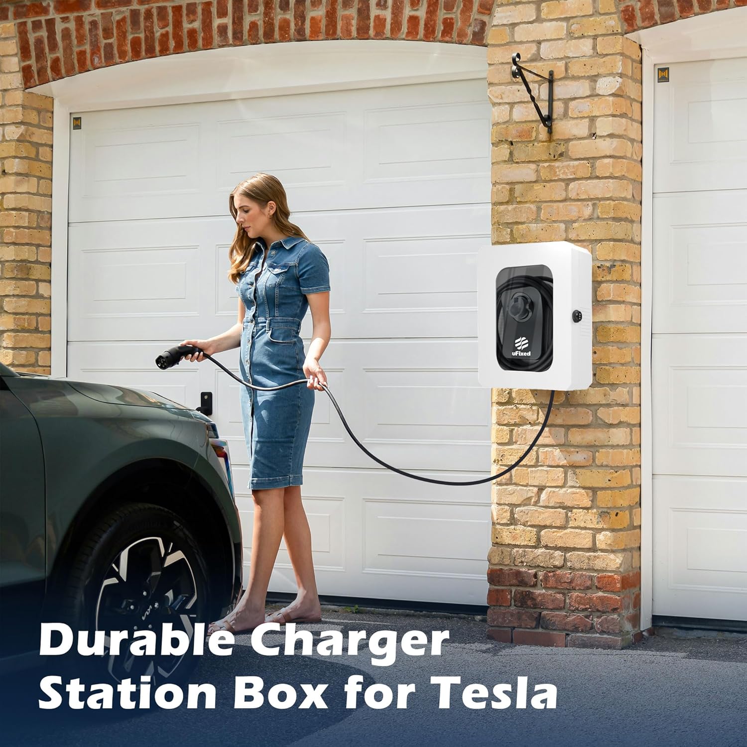 Weatherproof Outdoor EV Charger Enclosure with Lock, EV Charger Lock Box Outdoor with Cable Organize Holder | Visible Sun Protection Easy to Install, White