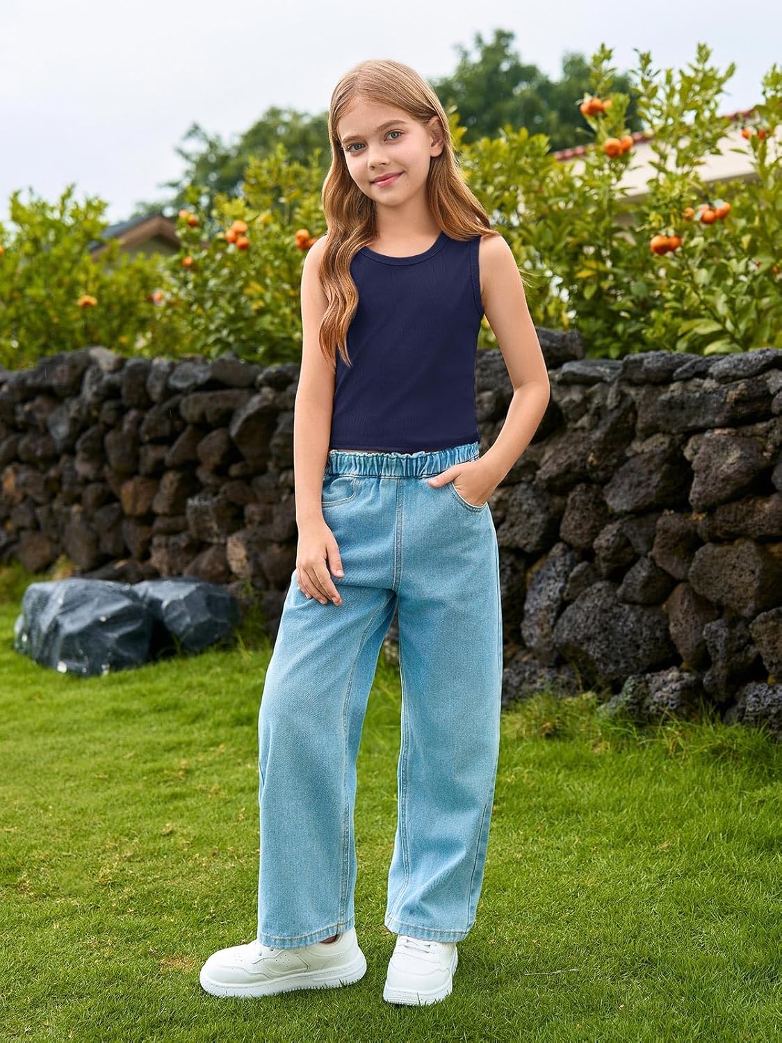 Haloumoning Girls Tank Tops Kids Athletic Ribbed Knit Sleeveless Crop Tops Basic Camisole 5-14 Years - Image 5