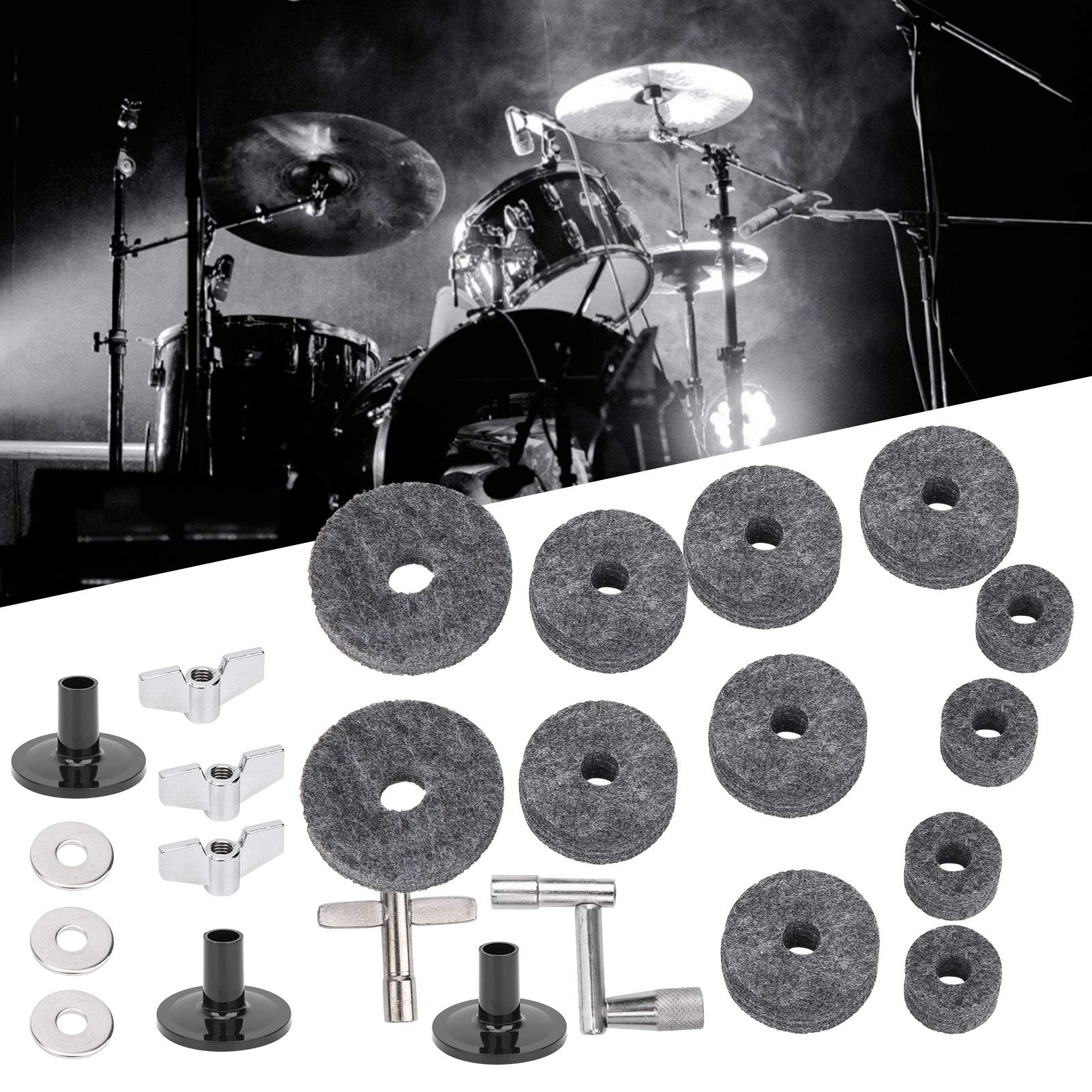 Tampone in feltro per batteria, 23Pcs Kit, for piatti, con dadi ad alette, for cooking, for home use