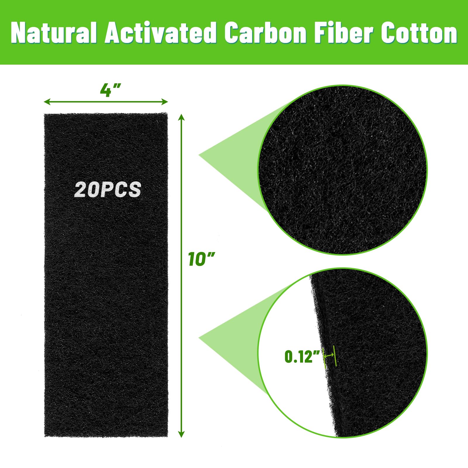 UCand - Paquete de 20 filtros de ventilación de carbón activado para el hogar, filtros de ventilación de suelo de 4 x 10 pulgadas, filtros de registro de piso, 10 filtros de ventilación de carbón