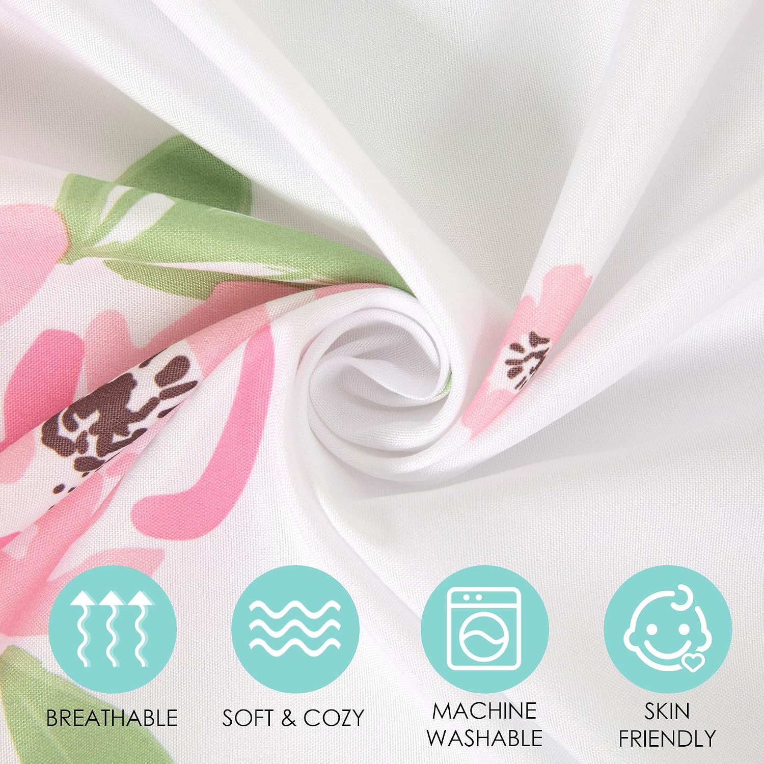 TILLYOU 3-Piece Brushed Microfiber Toddler Sheet Set for Boys Girls, Silky Soft, Breathable and Lightweight Bedding Set Includes Flat Sheet, Fitted Bed Sheet and Envelope Pillowcase, Floral
