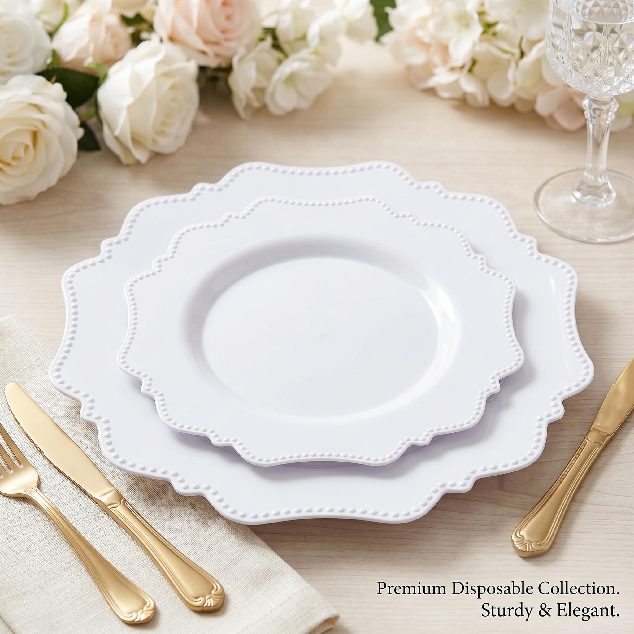 White Plastic Party Plates - 60 Pack -3