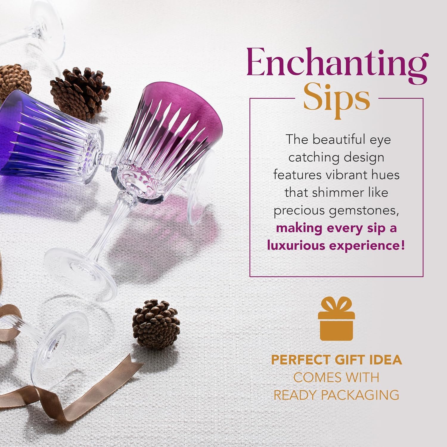 Barski European Colored Wine Glasses - Set of 6 Wine Goblets for Red or White Wine - Elegant Glassware Water Goblets - Gift Ready Stemware, Colorful Wine Glasses, 7.5 oz, Assorted - Image 3