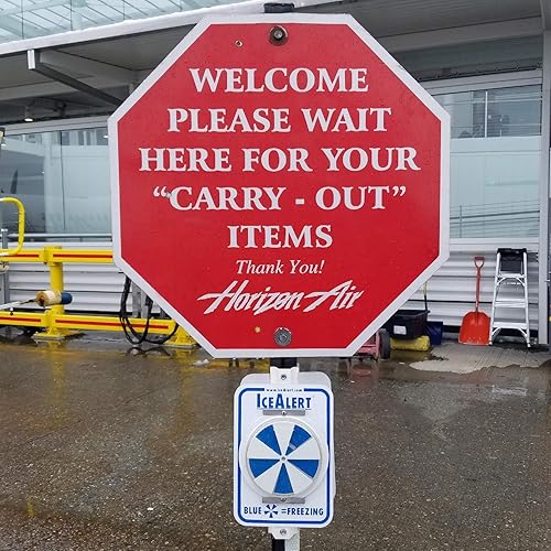 Miniatura 5 de SmartSign Señal de alerta de hielo, 12 x 7 pulgadas, indicador universal sensible a la temperatura con soporte de postsección, aluminio inoxidable