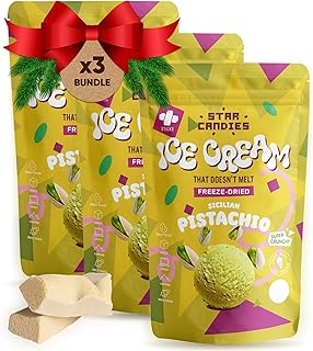 Freeze Dried Sicilian Pistachio Ice Cream | No Melting Freeze Dried Candy | Crunchy & Delicious Camping Food | Premium Astronaut Ice Cream loved by Kids and Adults | Space and Astronaut Snack | Gift Set for Birthday or Party (7.5 oz; 3 pack)