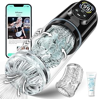 Masturbateurs Masculins Sex Toys Automatiques avec APP, Masturbâteur Homme Mains Libres avec 9 Modes Télescopiques & Rotation & Succion et Vibration, Vaginette Ultra Réaliste Masturbateur Homme Sextoy