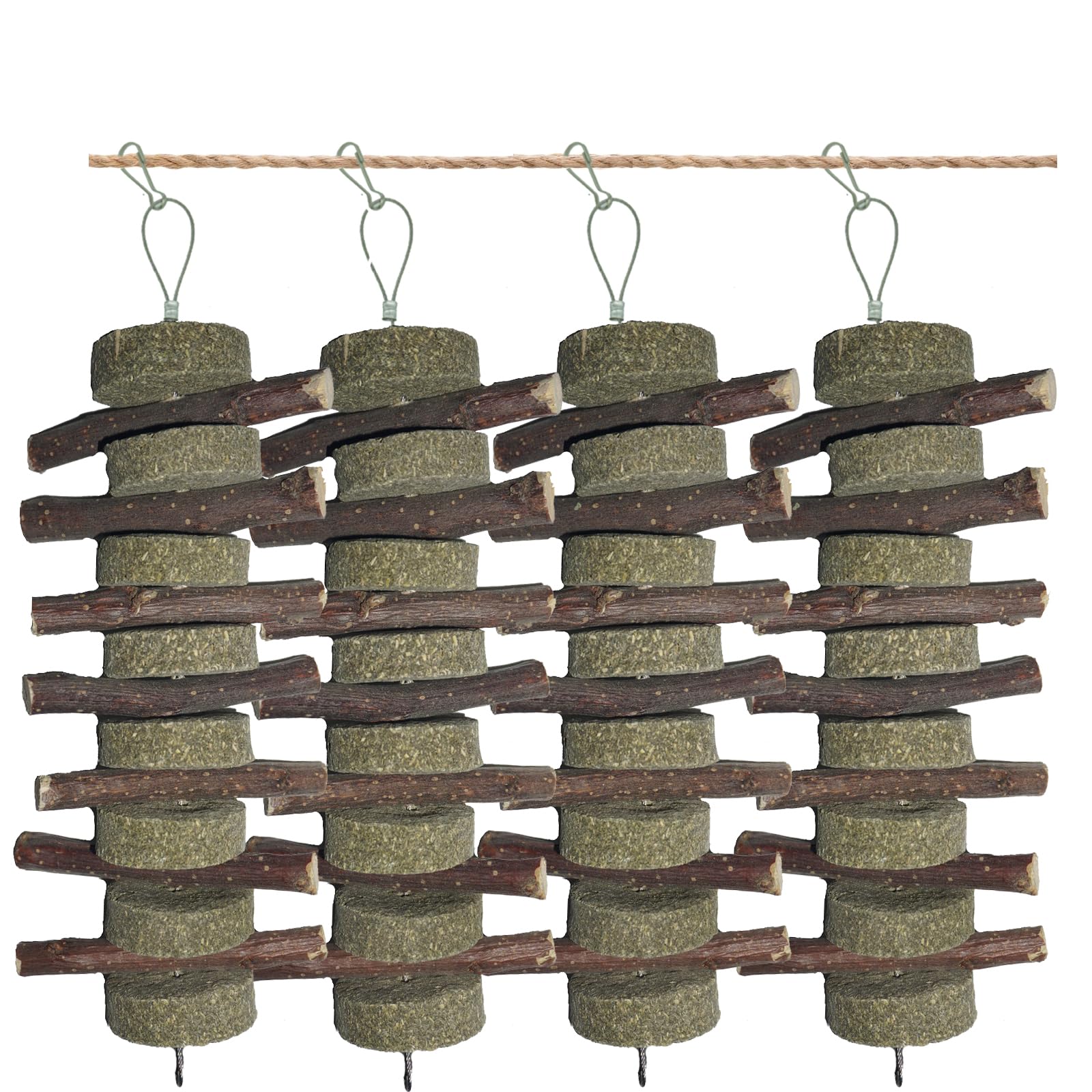 4Pcs Rabbits Bunny Treats Natural pple Sticks with Timothy Hay Grass Cake Aple Branches with Grass Biscuit Chew Toys Pets Treats for Chinchilla Guinea