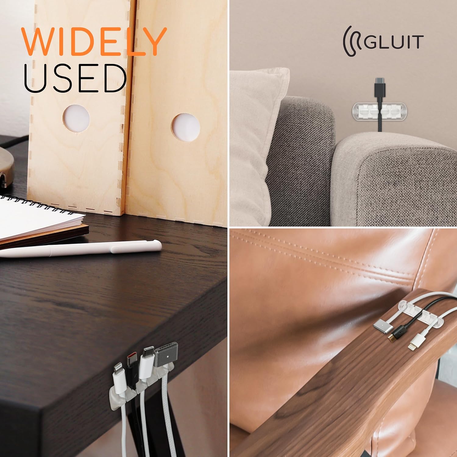 GLUIT Double Sided Tape Heavy Duty 16.5 FT and Cable Organizer Transparent