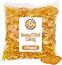 Honey Filled Hard Candy - Individually Wrapped Honey Hard Candy - 1 Pound Bulk Bag (Approx. 90 Pieces) - Soft Honey Center
