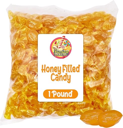 Honey Filled Hard Candy, 1 Pound Bulk Bag, Individually Wrapped | Approx. 90 Pieces, Soft Honey Center, Made With Real Honey