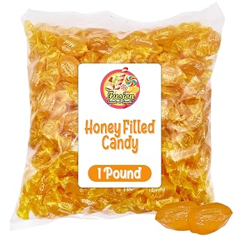 Honey Filled Hard Candy - Individually Wrapped Honey Hard Candy - 1 Pound Bulk Bag Approx. 90 Pieces - Soft Center