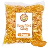 Honey Filled Hard Candy - Individually Wrapped Honey Hard Candy - 1 Pound Bulk Bag (Approx. 90 Pieces) - Soft Honey Center
