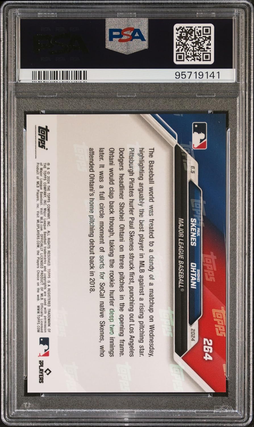 2024 Topps Now Baseball Rookie Card #264 – Paul Skenes & Shohei Ohtani, PSA 10 Graded (Cert #95719141) | Topps 2024 Collectors Edition