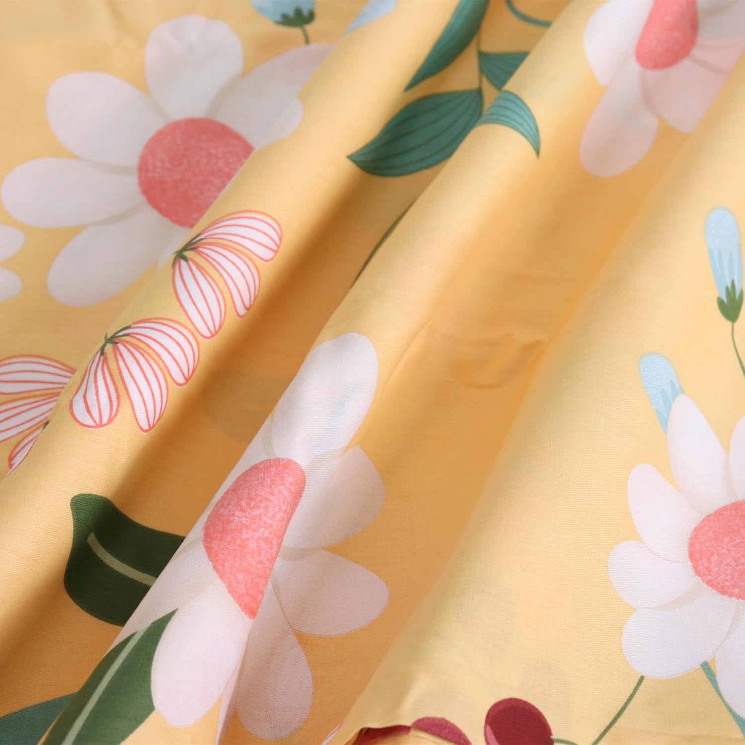 Premium Hotel Quality Yellow Flat Sheets Queen Size 100 Percent Cotton Pattern Bed Sheets Soft Breathable Top Sheets