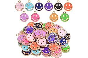50pcs Enamel Smiley Face Pendant Charms for Jewelry Making and Decor