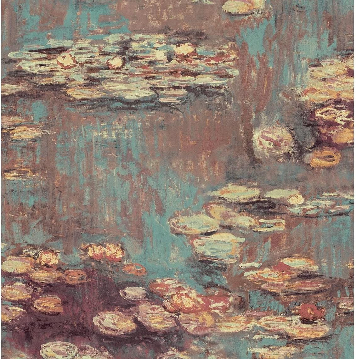 NextWall Lily Pond Impressionistic Peel and Stick Wallpaper (Hunter Green & Lakeside)