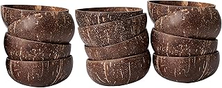 Natural Coconut Bowls, Polished Serving Bowls for Salad and Smoothie, Set of 12