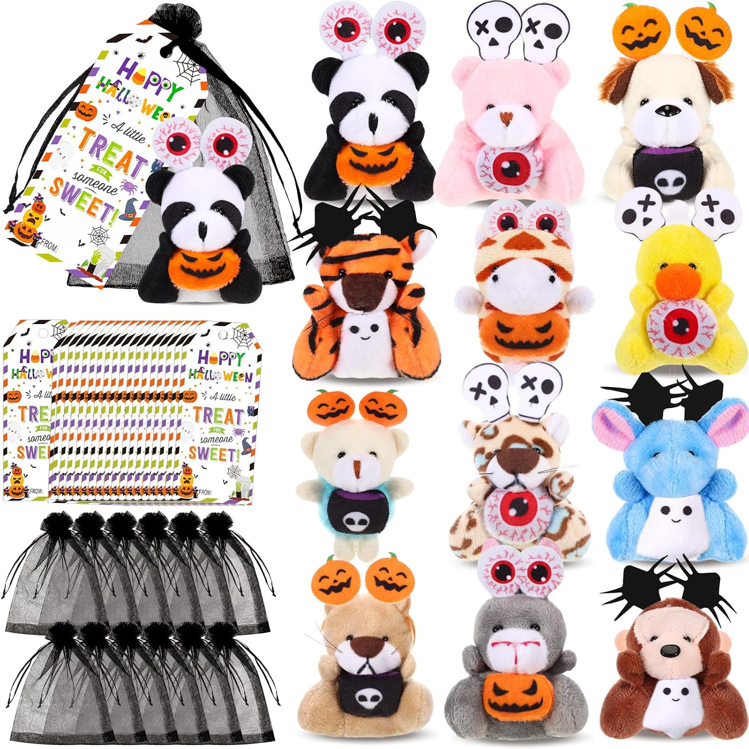 Sosation 36 Pcs Halloween Mini Stuffed Animals Small Plush Toys Bulk