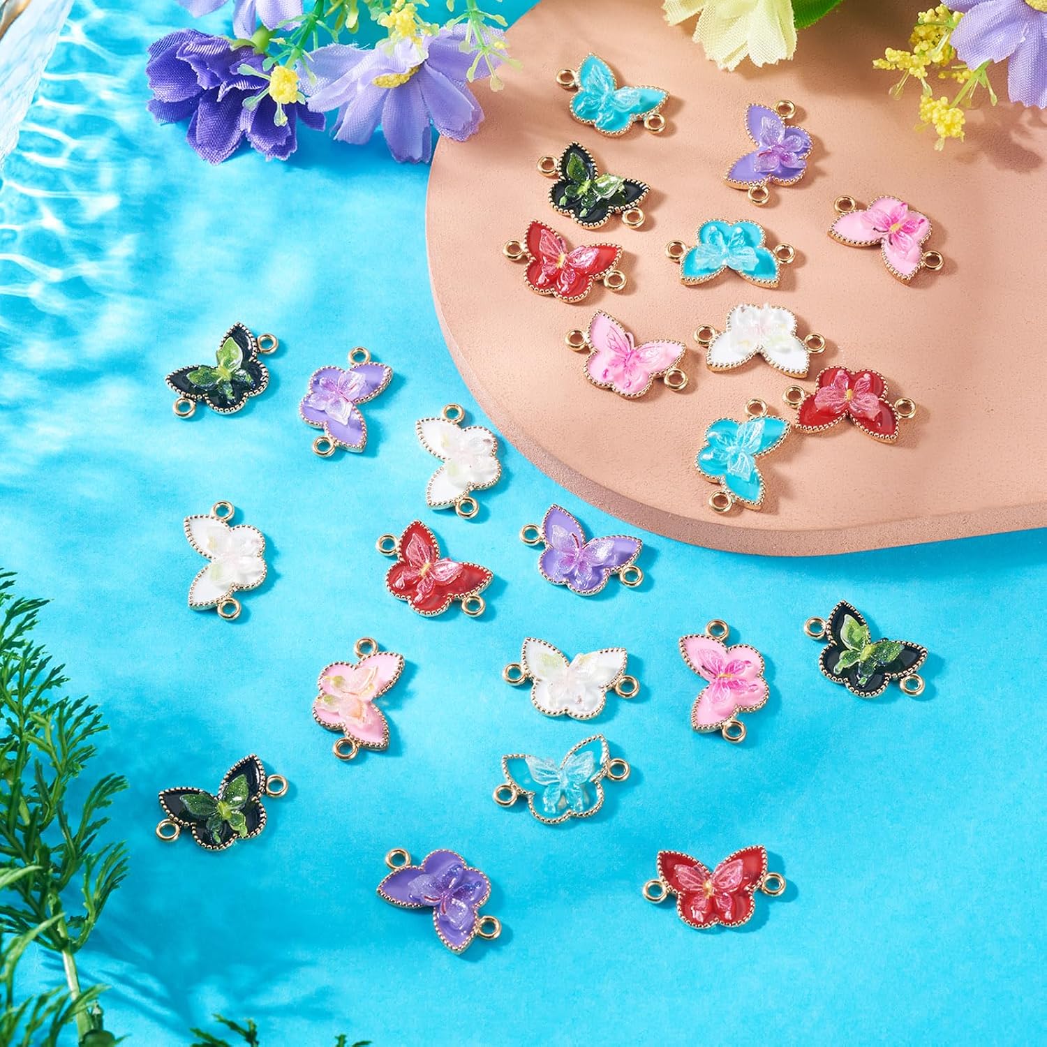 Craftdady Assorted Butterfly Charms for Jewelry Making Alloy Enamel Butterfly Pendants Colorful Insect Animal Metal Dangle Charms for DIY Earring Necklace Bracelet Keychain Jewelry Making image 3