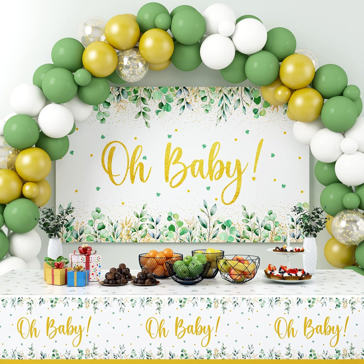 Sage Green Baby Shower Decorations for Boy Girl, Oh Baby