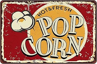Generic Hot Fresh Pop Corn Vintage Metal Tin Sign Retro Sign Food And Snacks Wall Decor For Men Women Grill Restaurant and Terrace bars restaurants kitchen cafes Pubs 8x12inch