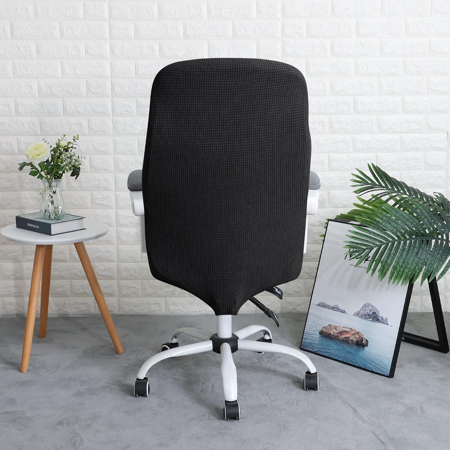 FORCHEER Extra Large Office Chair Cover Black Stretch Water Resistant Executive High Back Computer Chair Slipcover 1 Piece Washable Removable
