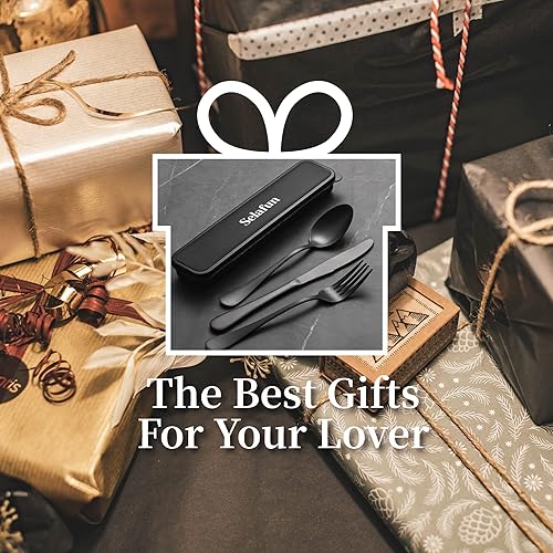 Miniatura 7 de Juego de cubiertos de viaje con estuche, juego de cubiertos portátiles, 4 piezas de acero inoxidable reutilizables, juego de cubiertos para camping,