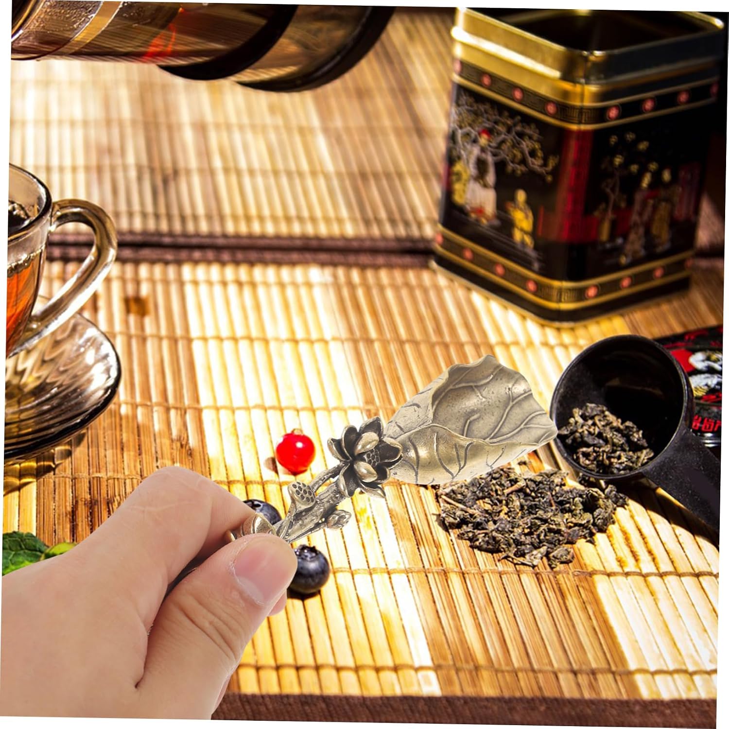 OUNONA 1Pc Pure Copper Mini Tea Scoop Tea Spatula for Loose Leaf Tea Accessories Elegant Tea Shovel for Home Tea House and Restaurant Use