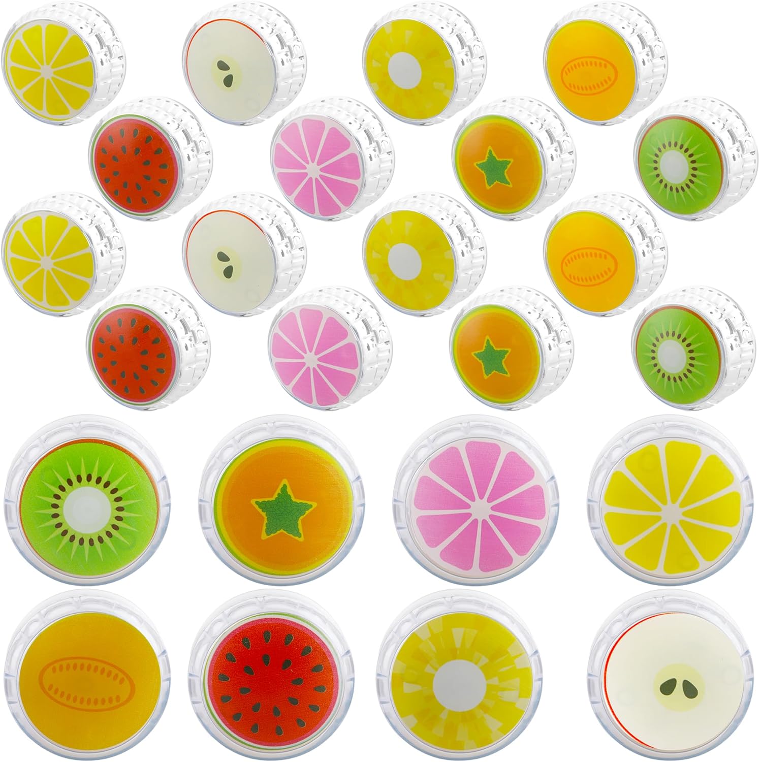 24 Pcs Fruit Designs Light up Yo Yo Ball Bulk Responsive Ball Auto Return Bearing Balls Yoyo for Beginner Birthday Classroom Bag Fillers Prizes Gifts, 8 Styles (Color Style 2)