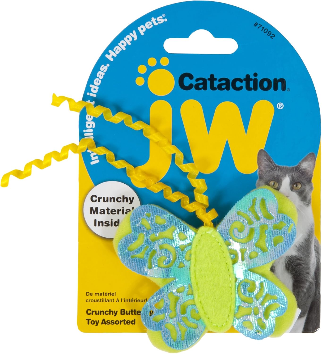 JW Cataction Crunchy Butterfly Toy, Multicolor