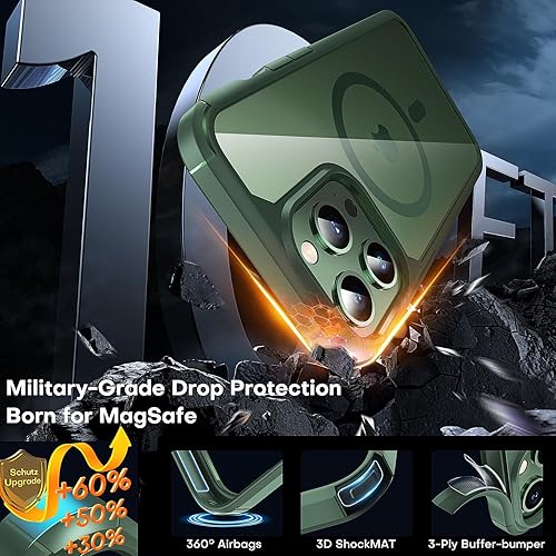 Miniatura 210 de TAURI Funda 3 en 1 para iPhone 13 Pro, [no amarilla] con 2 protectores de pantalla, funda delgada a prueba de golpes para iPhone 13 Pro, color negro