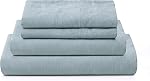 ATLINIA 100% Ensemble de literie en lin pur lin - Lavé en pierre Tissu de lin Deep Pocket Fitted Shet Farmhouse Flat Shet 2 Oreillers (Bleu Du Dur, Roi)