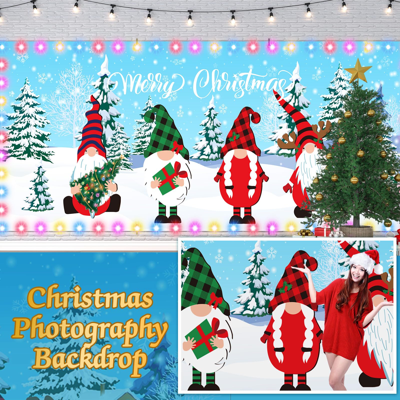Weihnachts-Garagentor-Banner 2,1 X 4,8 M – Winter-Design Mit Schneeflocken, Aus Polyester, Inkl. Seil, Für Outdoor-Dekoration