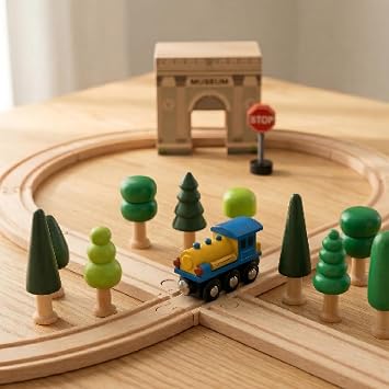 Zany Trainsザニートレインズ 木製おもちゃの木10点セット – クラフト、ジオラマ、妖精の庭用のユニークなミニチュアモデルツリー – プロジェクト、ケーキトッパー、子供の遊びのための木の森の木