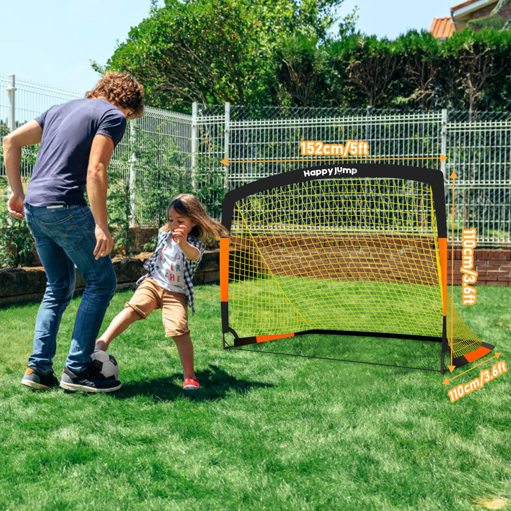 Happy Jump Rete da Calcio Pieghevole 213x152 CM con Pallone, Bersaglio, Pompa e Coni